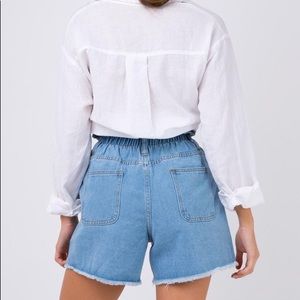 open road denim paper bag shorts